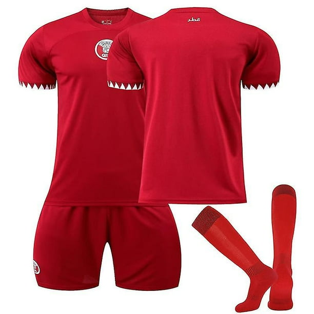 18 (100-110 CM) Qatar World Cup Home Jerseyatar Team Jersey Camiseta de fútbol Camiseta Pantalones cortos Kits Fútbol Conjuntos de 3 piezas para niños adultos esquí esquí Gafas de esquí