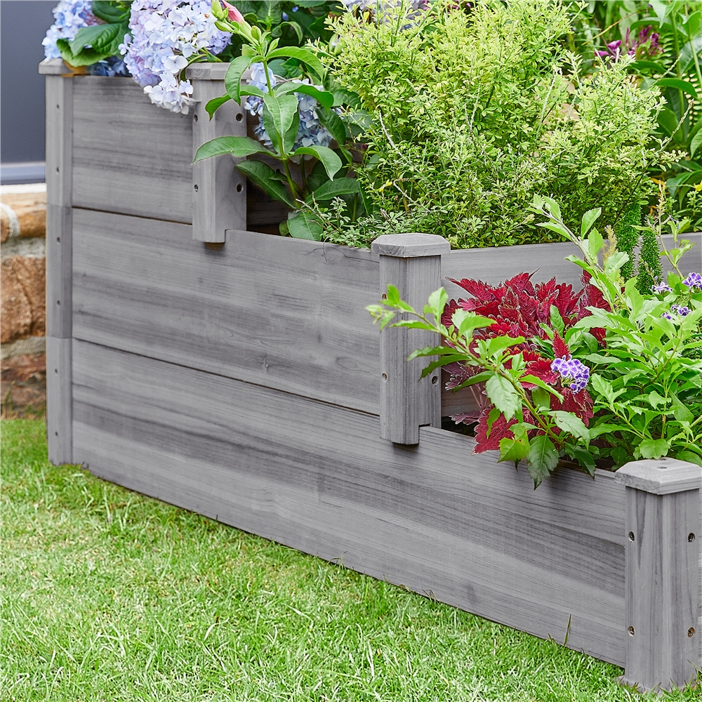 Yaheetech 3 Tier Elevated Raised Garden Bed Planter Box, Gray