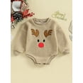 thumbnail image 2 of Wassery Baby Girls Boys Christmas Romper Clothes 6M 12M 18M 24M Toddler Girls Boys Long Sleeve Round Neck Reindeer Embroidery Onesie Bodysuit Infant Girls Boys Fall Winter Clothing, 2 of 9