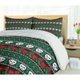 thumbnail image 5 of Ambesonne Mexican Duvet Cover Set, Folk Art Skulls Roses, 2-Calking, Green White Red, 5 of 7
