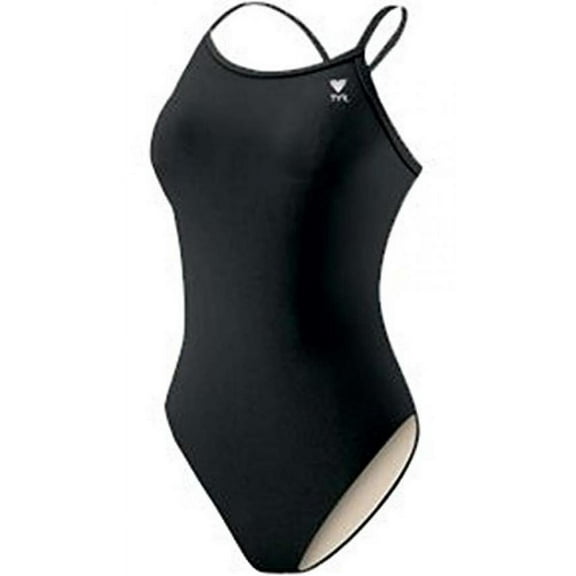 TYR Sport Girls' Solid Diamondback Swim Suit (Black, 22)