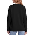 thumbnail image 3 of Uvplove Women's Classic Cable Knit Cardigan Sweater - Button Down Crew Neck Long Sleeve Soft Chunky Knit Khaki Casual Fall Outerwear,Black,M, 3 of 8