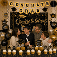 thumbnail image 4 of Graduation Decorations 2026 -Congrats Grad Banner Backdrop Flag,Hanging Swirl Balloons & Honeycomb Kit-Graduation Party Supplies for  Class of 2026 High School & College Celebrations (Black), 4 of 5