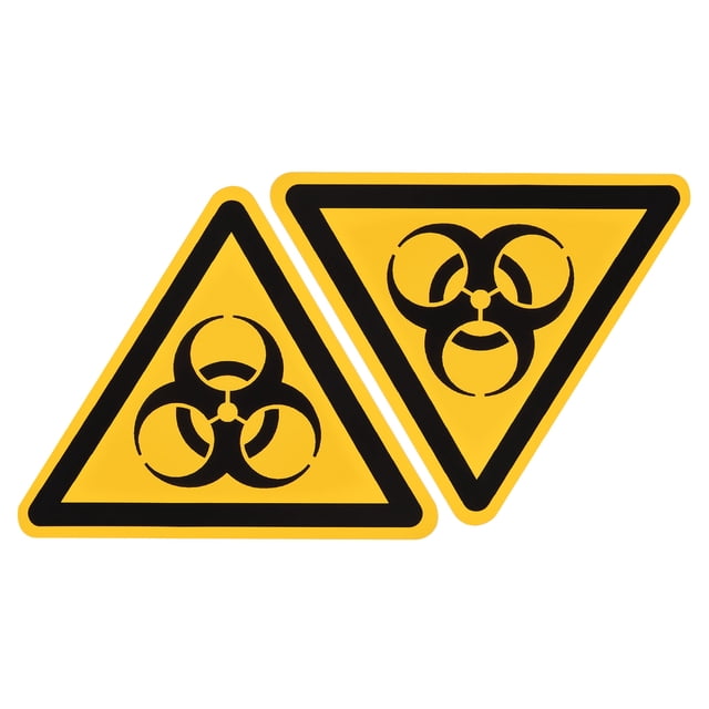 Unique Bargains Triangle 'Biohazard' Warning Sign Yellow with Black Words 50mm 10pack