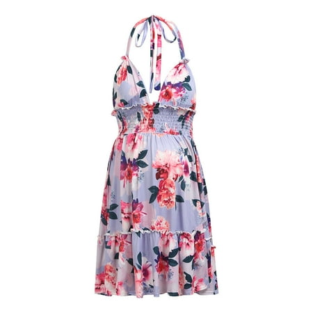 

Maternity Dress Loose Fit Women s Maternity Beach Sundress Breastfeeding Bandage Floral Dress Straps Print Short Sleeve Maternity Dress