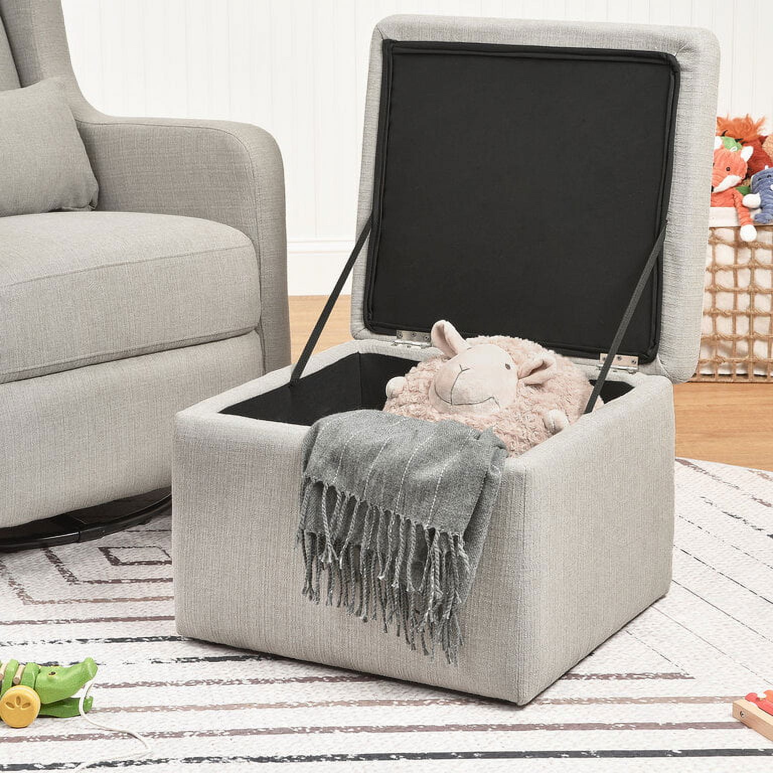 Carter's by DaVinci Adrian Swivel Glider with Storage Ottoman, Performance Gray