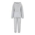 thumbnail image 3 of Ltctricy Women's Plus Size Fluffy Pajama Sets Fuzzy Fleece Long Sleeve Pullover Hoodies and Jogger Pants 2 Piece Lounge Sets(Gray,Large), 3 of 3