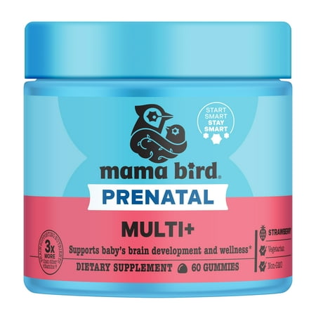 Best Nest Wellness Mama Bird Prenatal Gummies for Women - Vegan Prenatal Vitamins, Methylfolate (Folic Acid), Womens Prenatal Multivitamin Strawberry Flavor, Once Daily Eye and Brain Development 60Ct