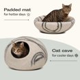 thumbnail image 4 of Cueva para gatos MEOWFIA de lana merino hecha a mano, gris claro, grande, 4 of 7