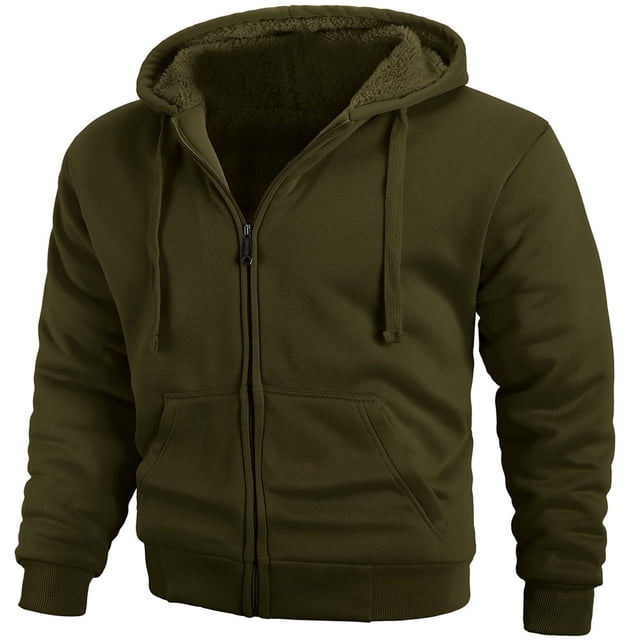 SWISSWELL Hoodie Homme Zip Doublé Sherpa Hoodie Gris Zip Veste Douce Manteaux d'Hiver Rouge S