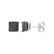 4.2ct Black Cubic Zirconia 6MM Square Stud Earring in Sterling Silver