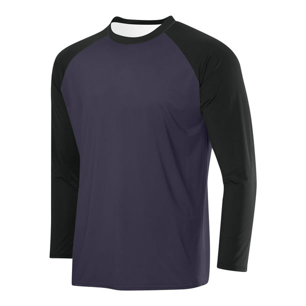 pstuiky camisas de manga larga para hombre, Camisa deportiva transpirable de manga larga raglán con cuello redondo para hombre, de color sólido camisetas de hombre xl