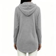 thumbnail image 6 of Plus Size Women's Loose Fit Hooded Drawstring Long Sleeve Pocket Solid Color Top Blouse Casual Comfortable Cozy Fashion Trendy Outfits Daily | CSEONE,Gray 2XL, 6 of 8