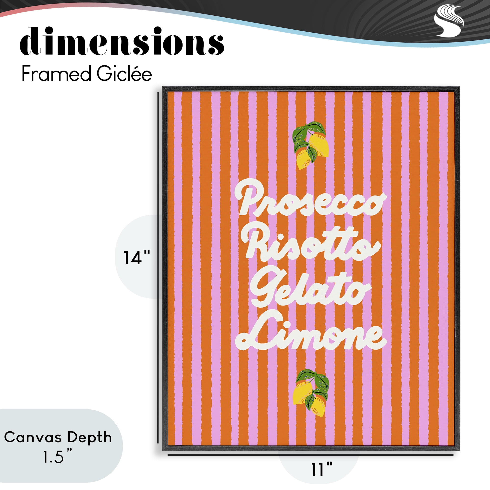 Stupell Industries Italian Enjoyment over Stripes Black Framed Giclee Art, design by Indira Prieto | IndySign