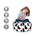 thumbnail image 2 of Cat Storage Toy Bag Chair, Black Cat on White Backdrop Playful Friendly Animals Posing Domestic Pets, Stuffed Animal Organizer Washable Bag, Small Size, Black White, by Ambesonne, 2 of 3
