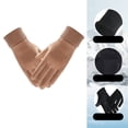 thumbnail image 4 of 2 Pc Mens Gloves for Cold Weather Winter Clothing Wool Thermal Warm Plush Windproof Upgraded Touch Screen Womens Mittens Khaki, 4 of 4