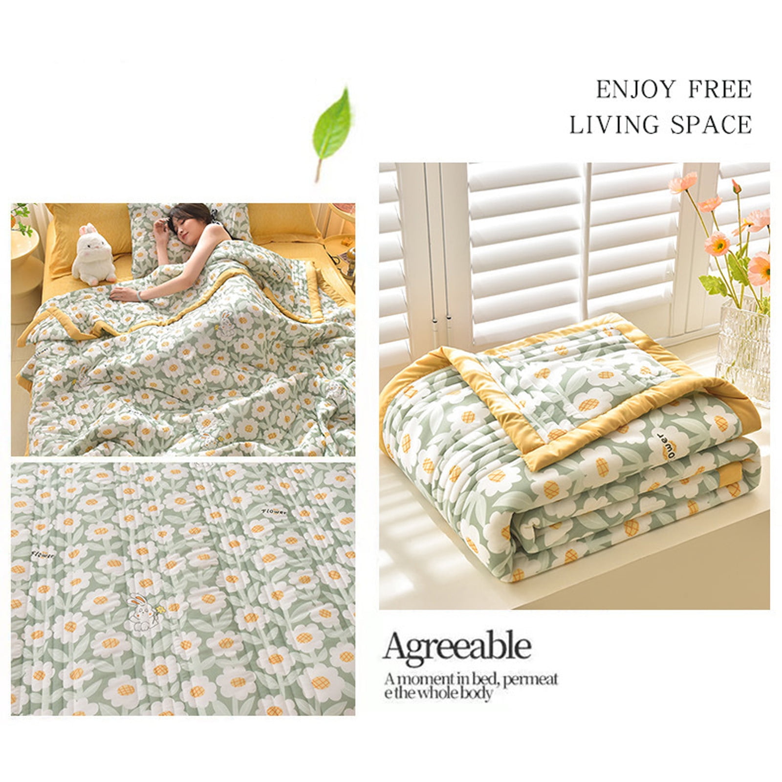 Quilts for Queen Bed Light Bedspreads,Soft Bed Summer Quilt Lightweight Microfiber Bedspread,Modern Style Flowers Pattern Coverlet for All Season 150x200