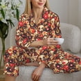 thumbnail image 6 of Pofeuu cute record music Skull Print Womens Pajamas Set Long Sleeve Sleepwear Button Down Nightwear Soft Pj Lounge Sets Button Down Pajamas Women-Large, 6 of 7