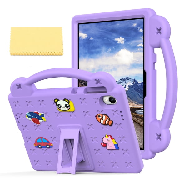 Magcova Kids Case for Walmart Onn. 11" Tablet (2026), Lightweight Shockproof Handle Grip Stand with Cute DIY Accessories,Purple