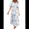 thumbnail image 3 of Vestido Informal de Verano para Mujer, de Corta, con , Fluido, Midi, para Playa y Vacaciones. Estampado Azul L, 3 of 10