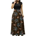 thumbnail image 2 of Empire Waist Dresses for Women 2024 Short Sleeve Crewneck Floral Maxi Long Dress Summer Fashion Casual Sun Boho Dresses, 2 of 6