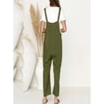 thumbnail image 4 of ShomPort Casual Button Suspender Overalls with Pockets for Women Summer Comfort Cotton Linen Jumpsuits, 4 of 8