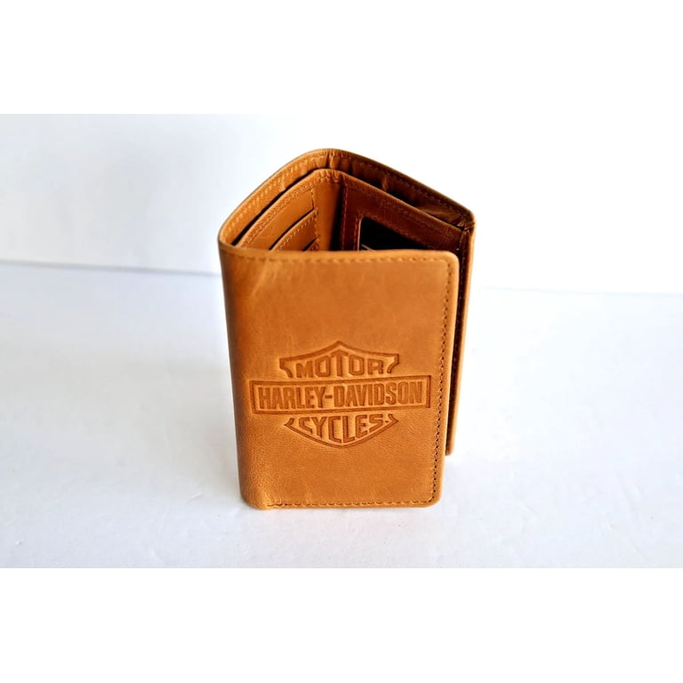 Harley-Davidson 革二つ折り財布 Harley Davidson Tri fold Leather Wallet Brown Brand New In Gift