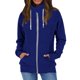 thumbnail image 1 of Sudadera con cremallera y cordón para mujer, chaqueta con cuello alto y manga larga, prendas de vestir con bolsillo para el trabajo, azul oscuro S, 1 of 4