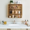 thumbnail image 5 of Wirrytor Fluted Wooden Medicine Cabinet Storage, Natural Bathroom Wall Cabinet with 2 Doors Adjustable Shelf and Towels Bar, Hanging Bathroom Shelf, 5 of 9