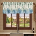 thumbnail image 4 of Kitchen Curtains Valances, Blue Hydrangea Eucalyptus Leaf Retro Summer Farmhouse Decoration Short Rod Pocket Valances for Windows for Bedroom, Bathroom, 1 Panel, 54" W x 18" L, 4 of 6