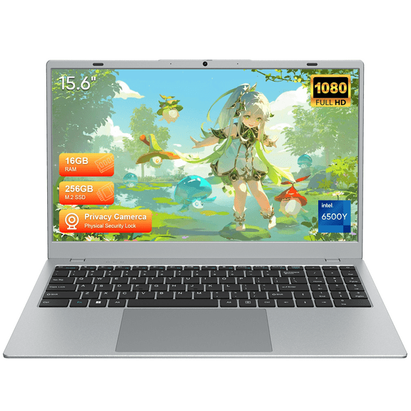 Coolby 15.6" Full HD Laptop with MS Office 2024,16GB RAM 256GB SSD Laptops,6500Y Processor Up to 3.4GHz,Win 11 Pro,Poratable Business and Student Laptop computer
