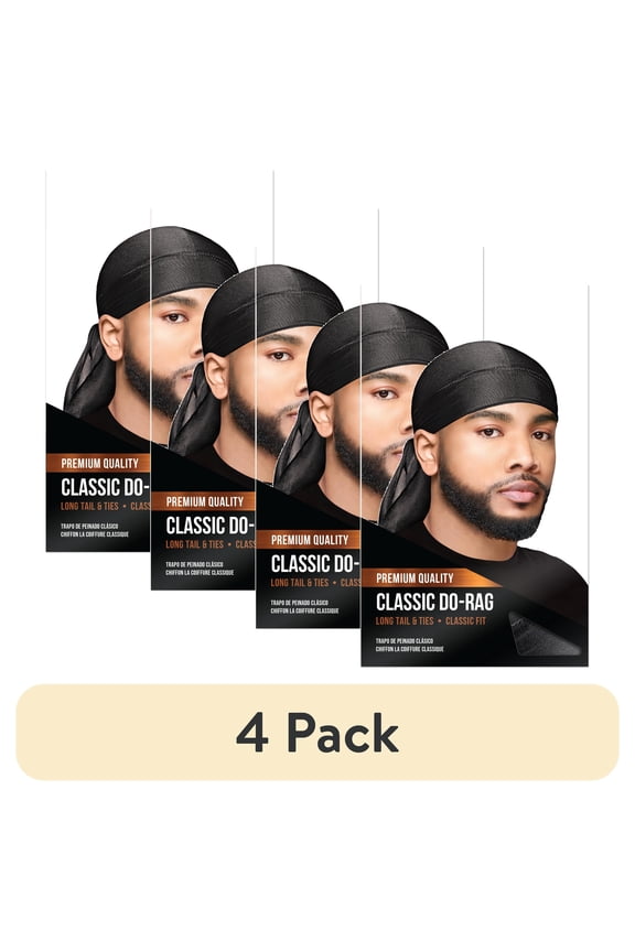 (4 pack) WavEnforcer Classic Do-Rag Black