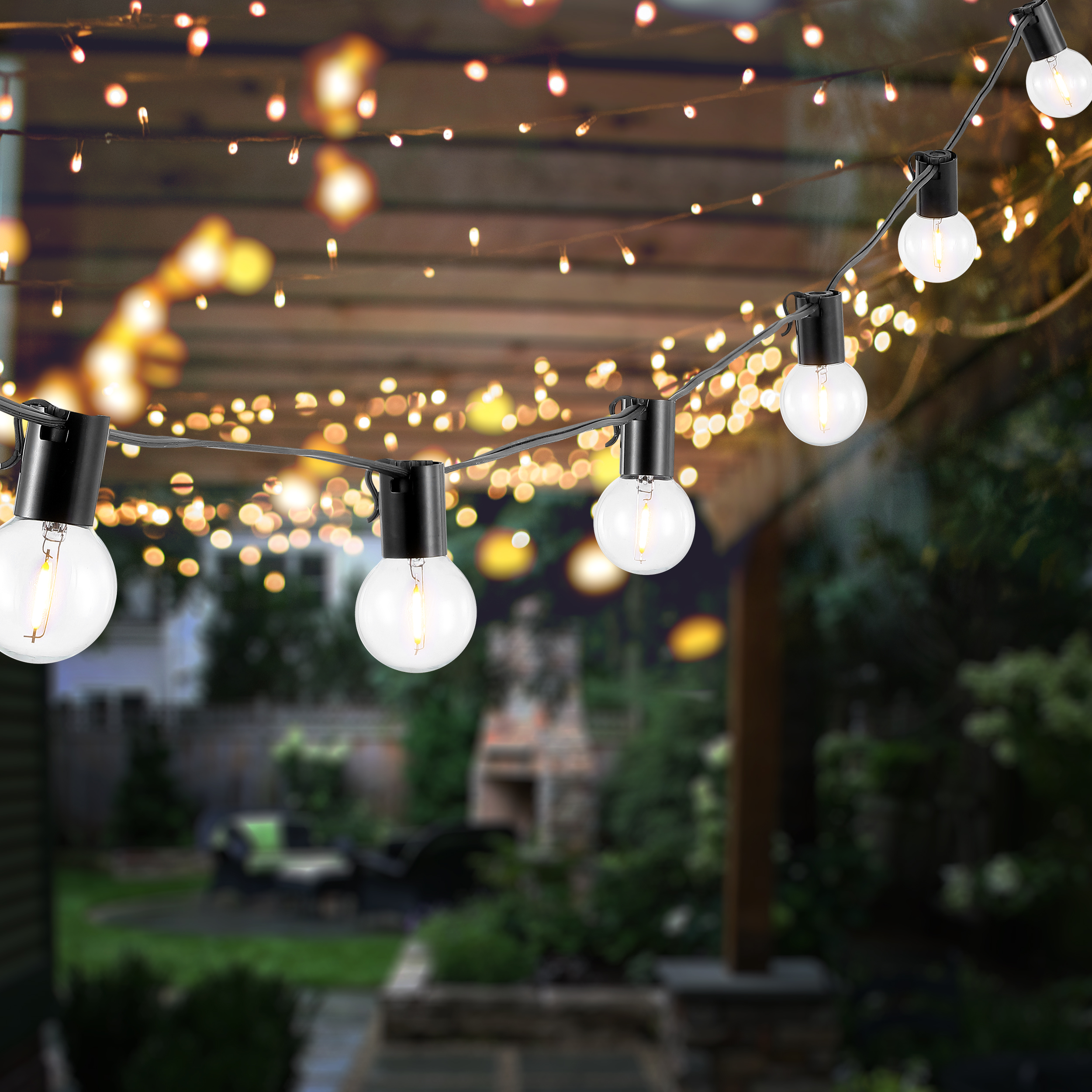 SAFAVIEH Huron 10-Light G40 Black Metal Outdoor String Light
