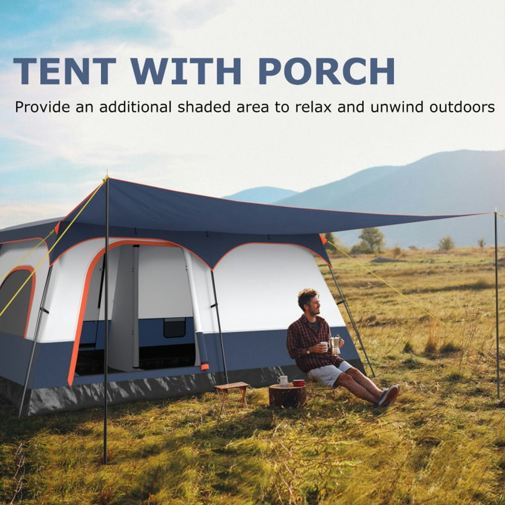 Spaco 8-10 Person Camping Tent with Double Rooms and 2 Doors, Camping Tent for Outdoor as Garden, Yard, Navy