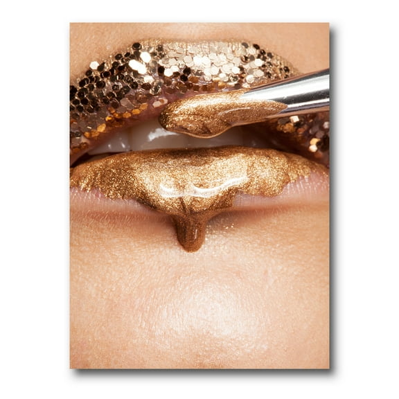 Lipstick and Makeup On The Face Of A Beautiful Model 12 in x 8 in Photography Canvas Art Print, by Designart