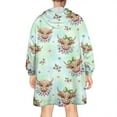 thumbnail image 2 of Green Highland Cow Flower Pattern Wearable Oversized Blanket,Wearable Blanket Hoodie for Adults,Cozy Hooded Blankets with Super Pockets,Super Warm Fuzzy Pullover for Women & Men, 2 of 6