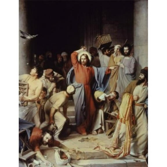 Christ Driving the Money Changers Out of the Temple Carl Heinrich Bloch 1834-1890 Danish Poster Print - 18 x 24 in.