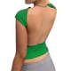 thumbnail image 4 of Sunloudy, blusas cortas para mujer, suéter de moda de Color sólido de manga corta para mujer, camiseta reversible en la parte delantera y trasera, rojo/azul Sunloudy  moda, 4 of 10