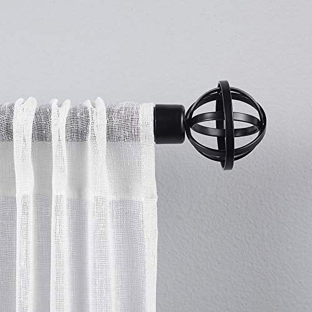 Exclusive Home Jetson 1" Curtain Rod and Coordinating Finial Set, Matte Black, Adjustable 66"-120"