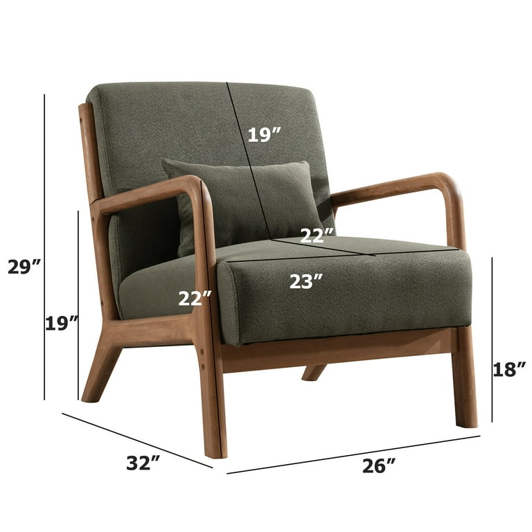 Bonzy Home Mid Century Modern Accent Chair, Single Fabric Lounge Reading  Armchair with Solid Wood Frame, Easy Assembly Arm Chairs for Living 