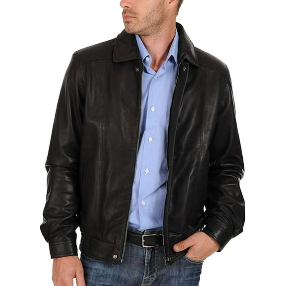 Men's Genuine Lambskin Leather Jacket Biker Soft Stylish Black Motorcycle Jacket A902