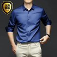 thumbnail image 1 of Camisas de Seda para Hombres, Lubricadas y Antiarrugas en Azul 3, 1 of 1