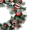 thumbnail image 3 of Northlight Frosted Pine Artificial Christmas Wreath with Swirled Candy Ornaments, 24-Inch, 3 of 4
