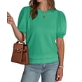 thumbnail image 5 of Ronuti Women's Puff Short Sleeve Sweater Tops 2026 Summer Fall Trendy Knit Crew Neck Casual T Shirts Blouses, 5 of 9