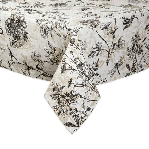 DII 60x84" Modern Cotton Botanical Print Tablecloth in Multi-Color