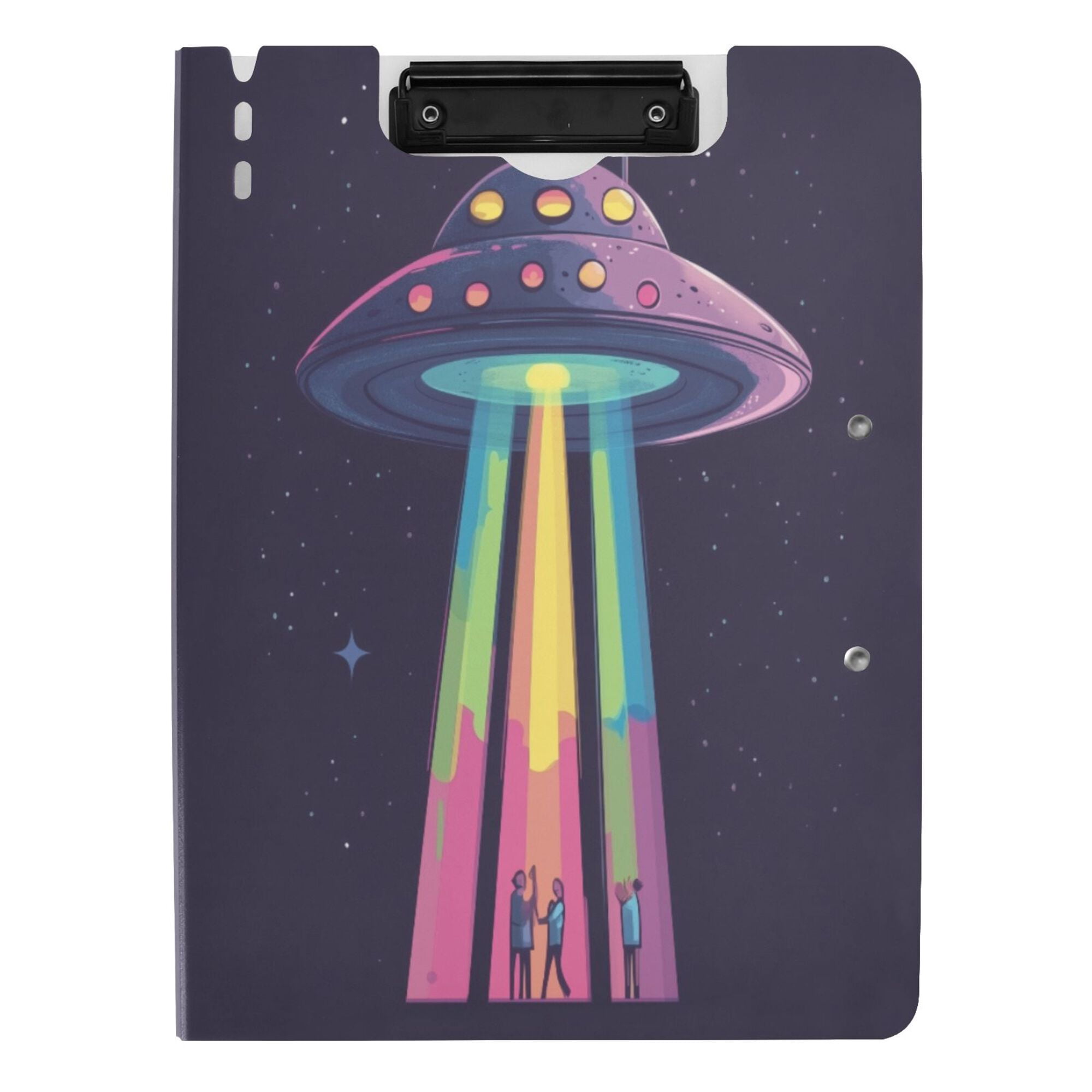 FORMRS A4 Clipboard Folder with Pen Holder Horizontal Foldable School Office Binder, Purple UFO