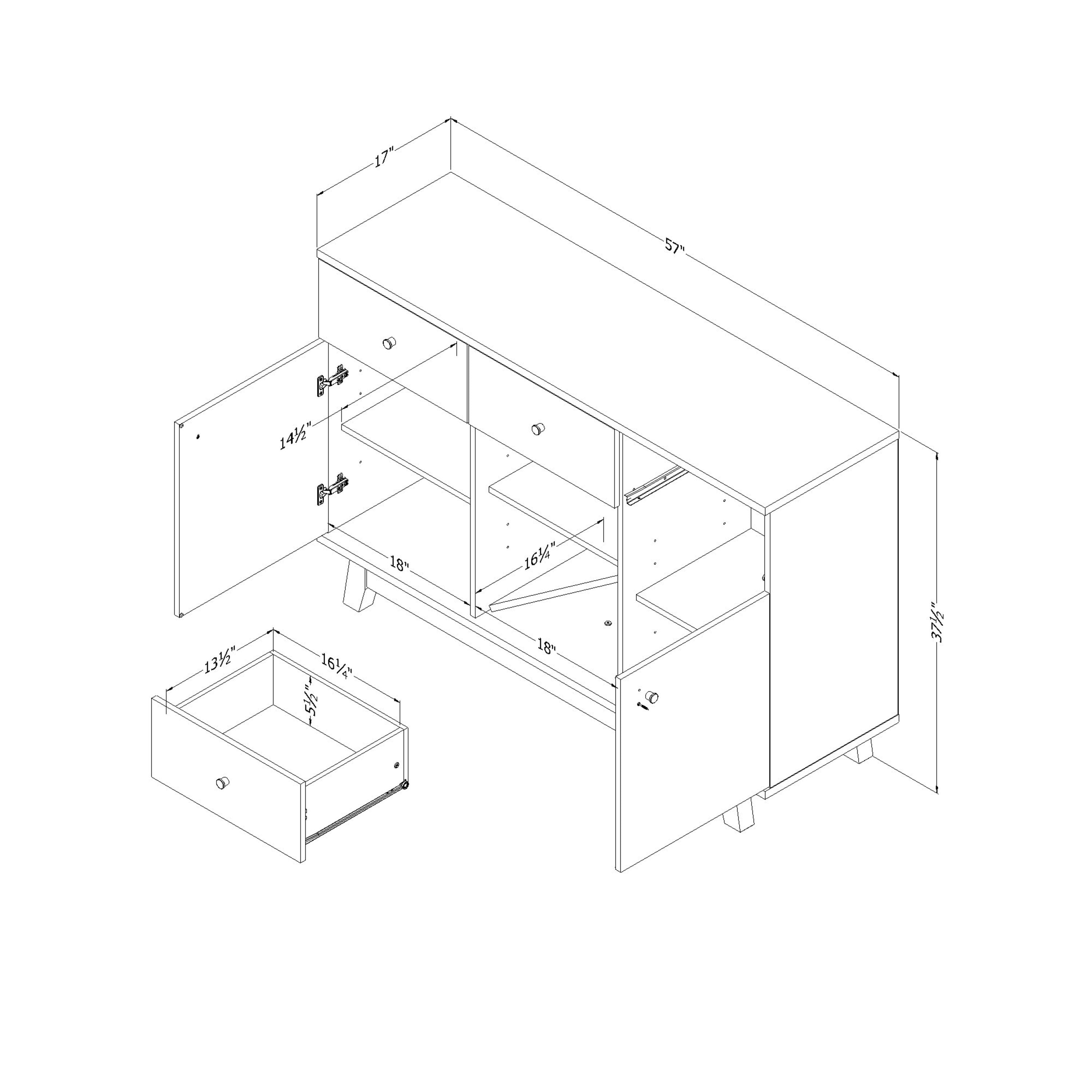 South Shore Bellami Contemporary Buffet with Wine Storage Nordik Oak