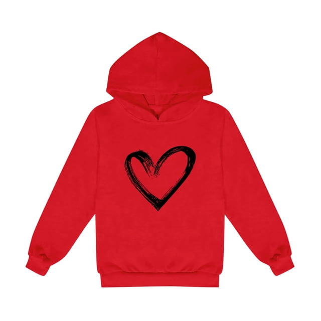 2025 1-14 Ans Garçons et Filles Sweat à Capuche Manches Longues T-Shirt Imprimé Sweat à Capuche Rouge
