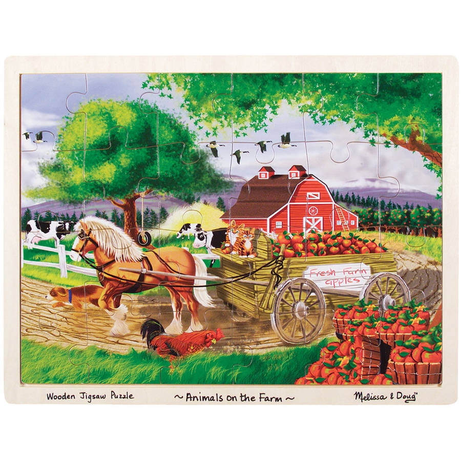 Melissa & Doug Animals on the Farm Wooden Jigsaw Puzzle With Storage