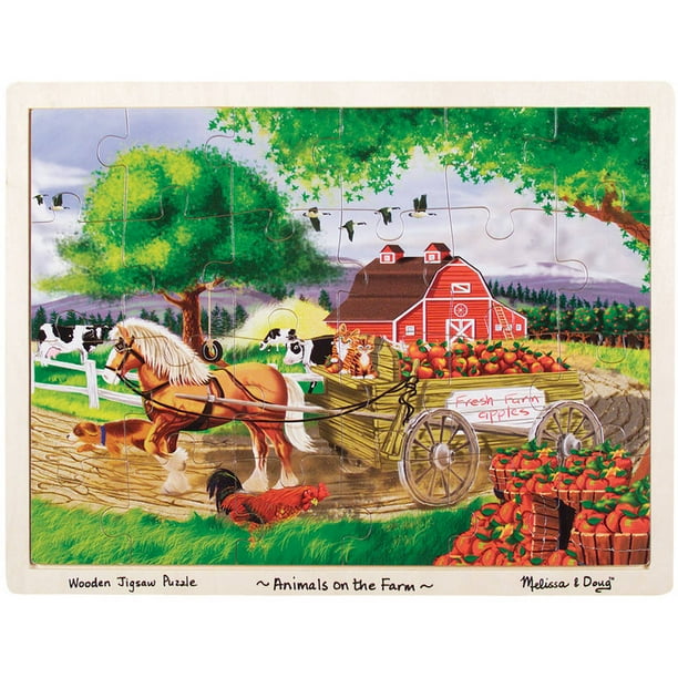 Melissa & Doug Animals on the Farm Wooden Jigsaw Puzzle With Storage